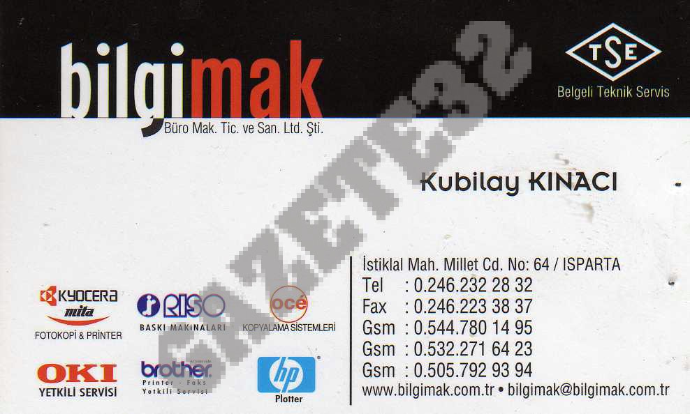 İletişim Bilgileri Telefon : 0 246 218 80 78 /