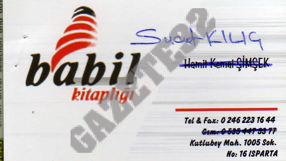 İletişim Bilgileri Telefon : 0 246 218 16 62 /