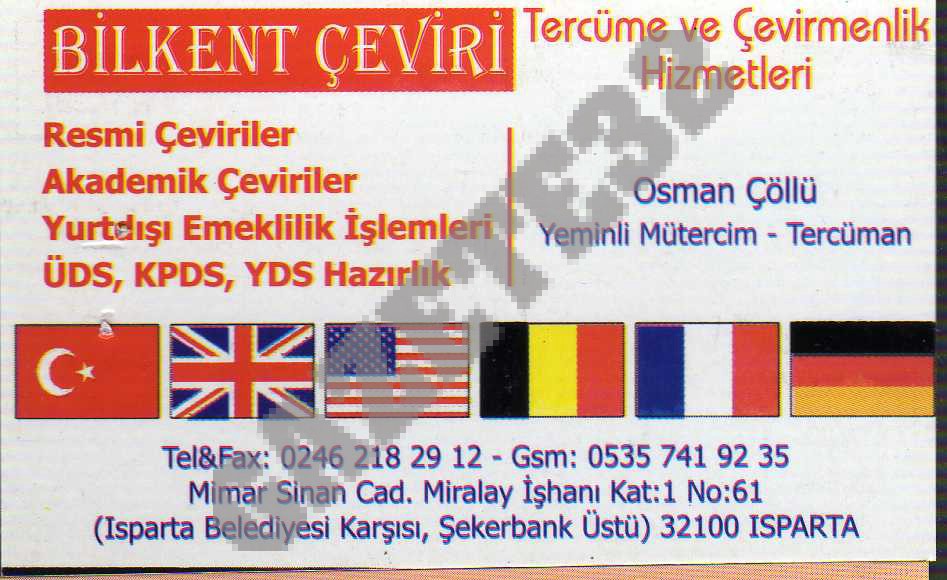 İletişim Bilgileri Telefon : 0 246 218 29 50 /