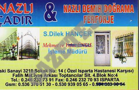 İletişim Bilgileri Telefon : 0 246 232 73 91 /