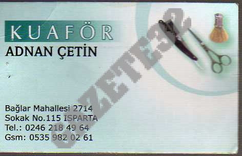 İletişim Bilgileri Telefon : 0 246 218 49 64 /