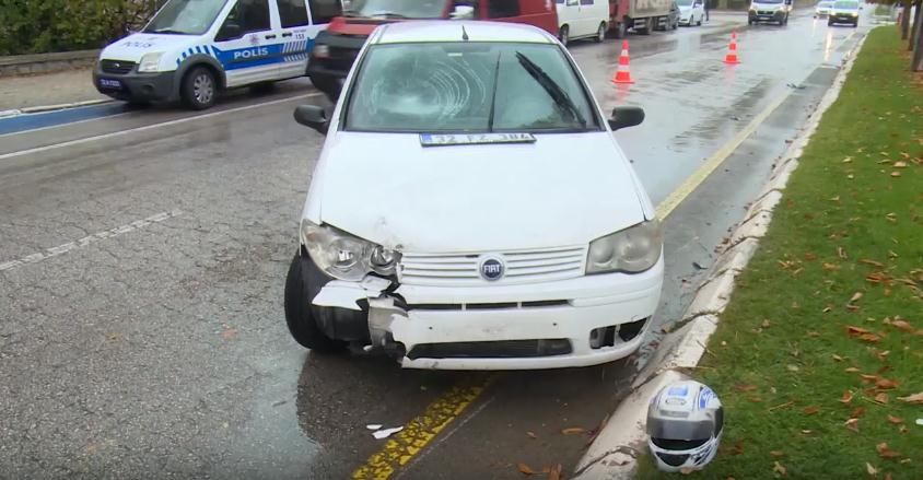 Isparta’da Gölcük yolunda motosiklet ile otomobil çarpıştı. Yağış ile birlikte