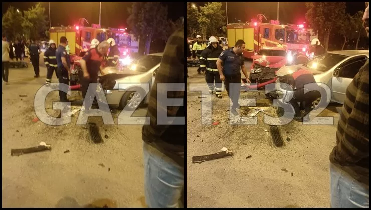 Gülistan Polis Karakolu önünde iki otomobil çarpıştı