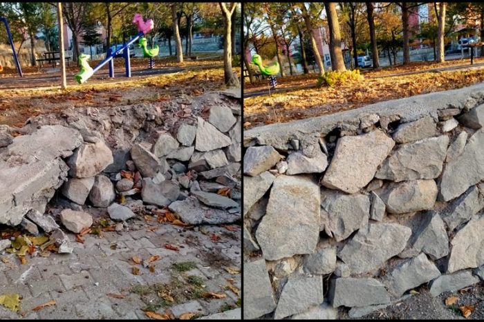 Binbirevler’de Park Duvarı Yıkıldı, Mahalleli Tepkili