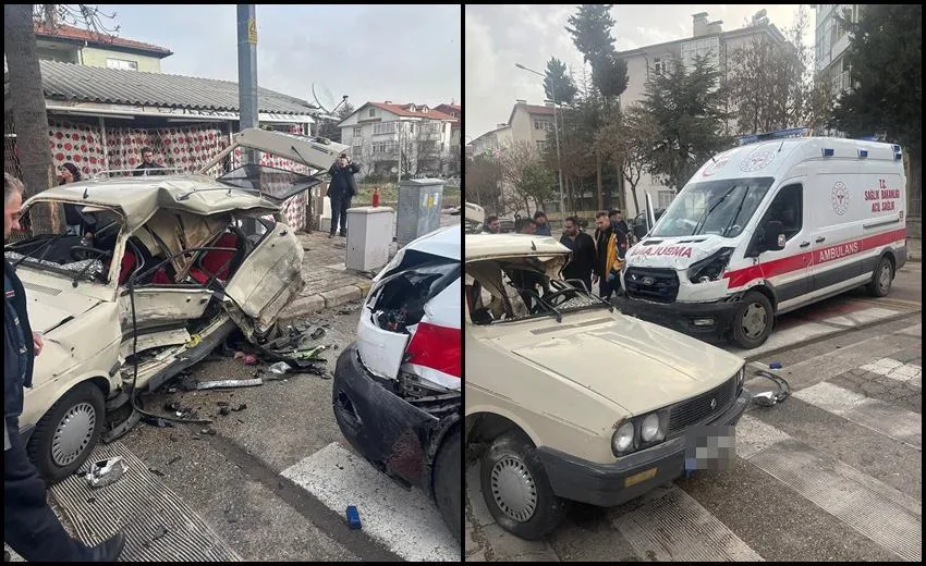 Isparta’da ambulans ile otomobilin çarpışması sonucu meydana gelen kazada iki