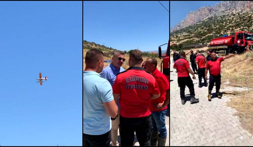 Eğirdir Beydere’de Alevlerle Mücadele: Başkan Mustafa Özer Sahada, Uçak Destekli Söndürme Sürüyor!