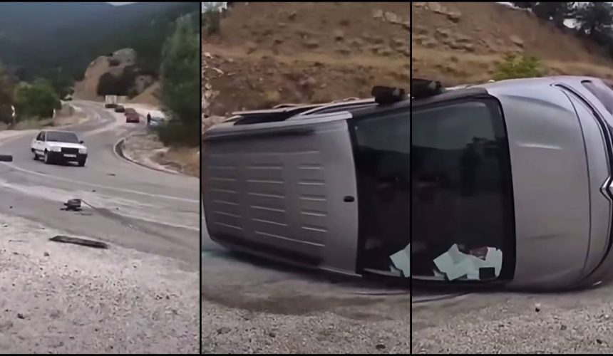 Isparta-Burdur Dağ Yolunda Korkutan Kaza: Araç Yan Yattı!
