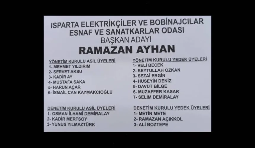Isparta Elektrikçiler Odası’nda Sandıklar Açıldı: Yeni Başkan Ramazan Ayhan Oldu